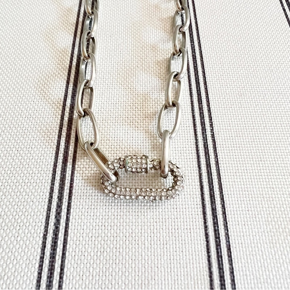 Silver Rhinestone Chunky Chain Necklace - Picture 3 of 5